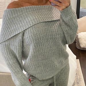 Elodi cable knit off the shoulder sweater